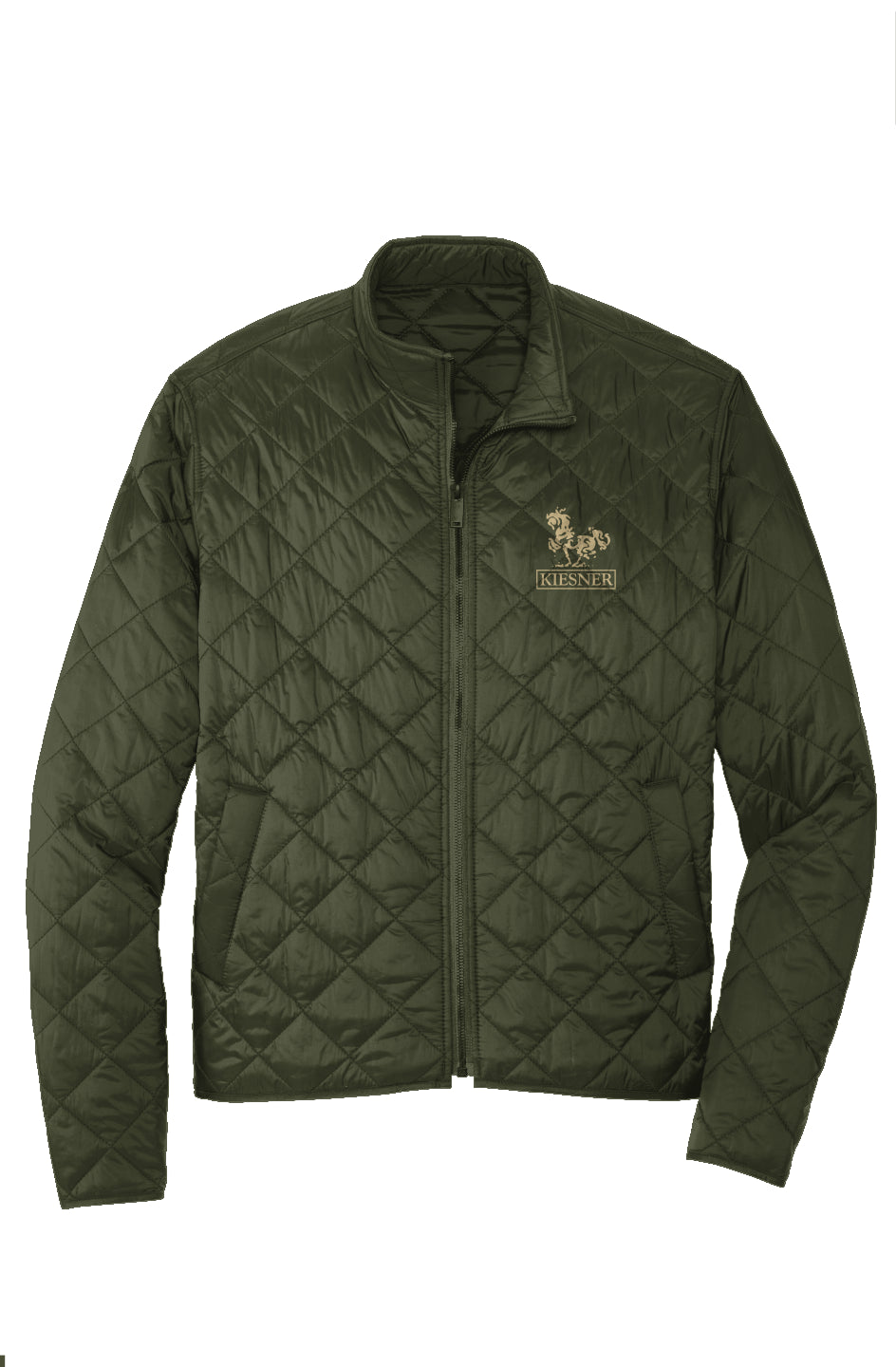 Luxury Quilted Jacket - Metallic Gold Embroidered Logo