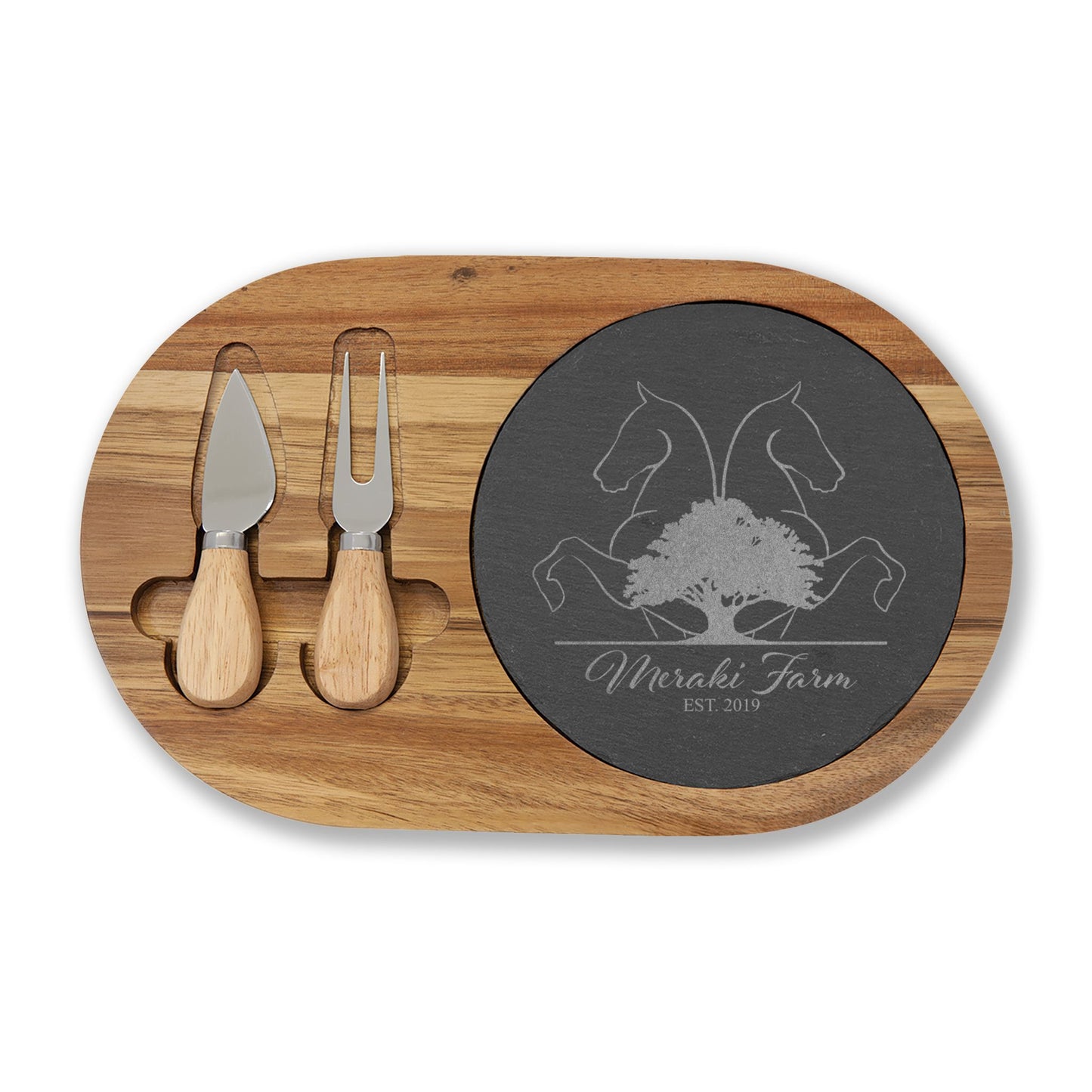 4 options - Engraved Acacia Wood & Slate Serving Board