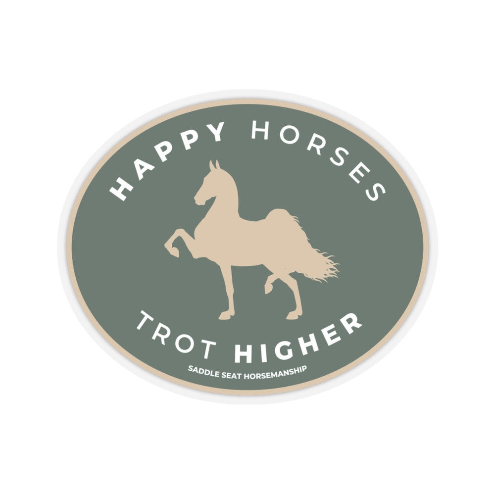 
                  
                    Happy Horses Trot Higher Stickers - 3.7", white or transparent trim
                  
                