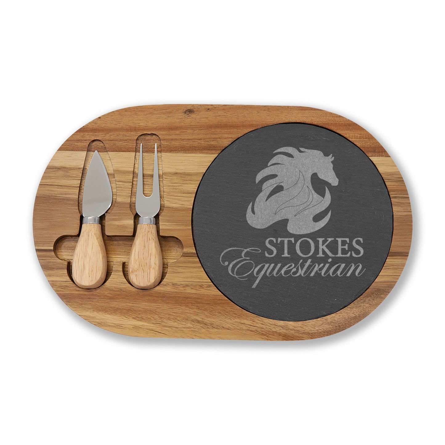 4 options - Engraved Acacia Wood & Slate Serving Board