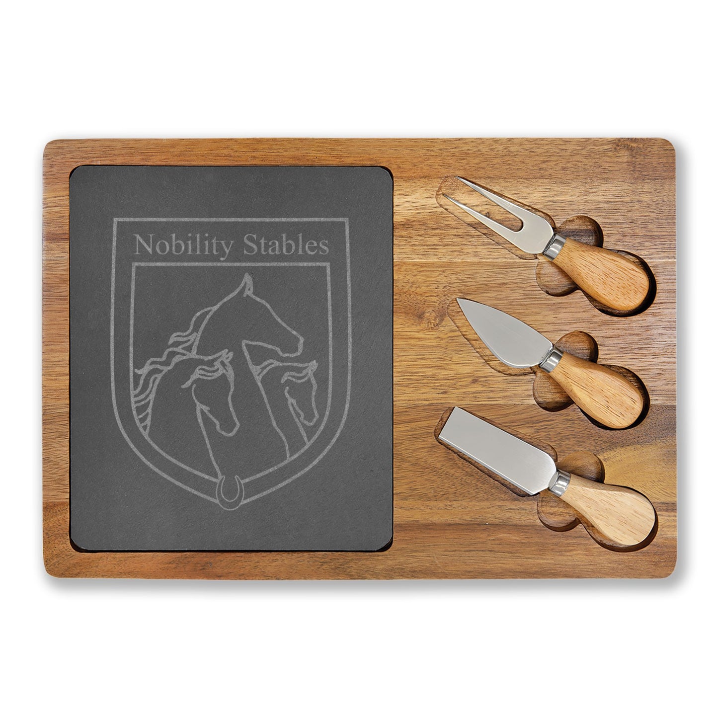 4 options - Engraved Acacia Wood & Slate Serving Board