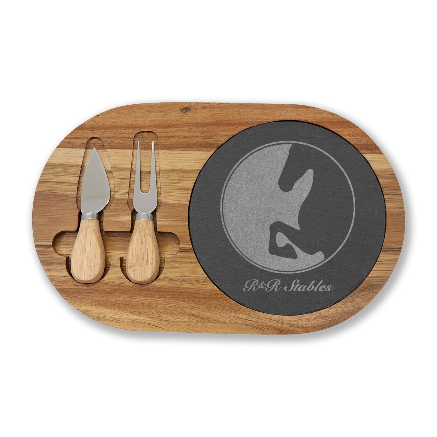 4 options - Engraved Acacia Wood & Slate Serving Board