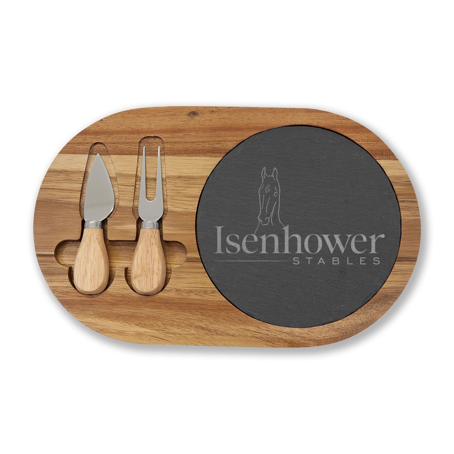 4 sizes - Engraved Acacia Wood & Slate Serving Board