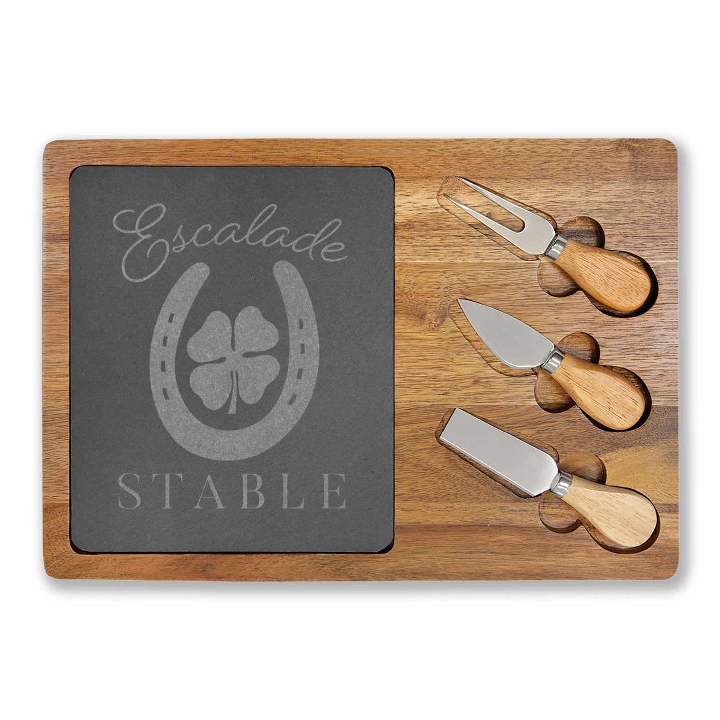 4 options - Engraved Acacia Wood & Slate Serving Board