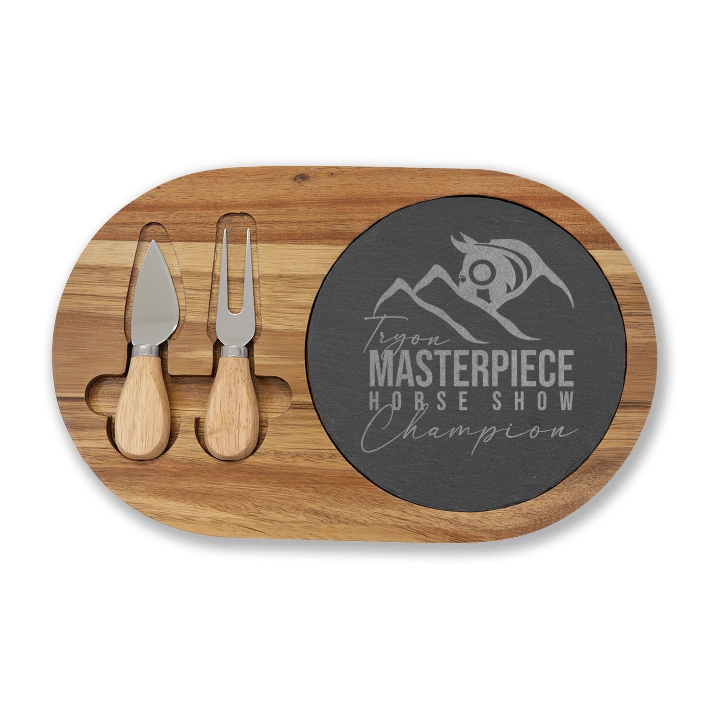 Engraved Acacia Wood & Slate Serving Board