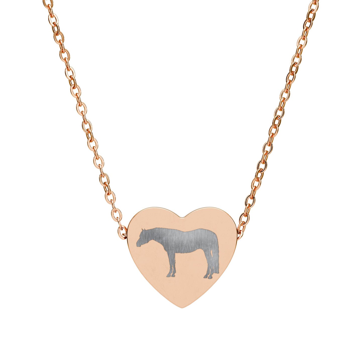 Engraved Quarter Horse Heart Necklace