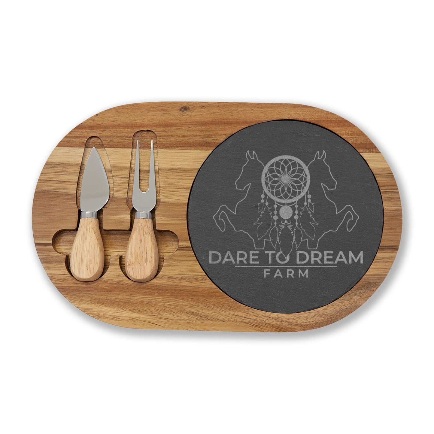 4 options - Engraved Acacia Wood & Slate Serving Board