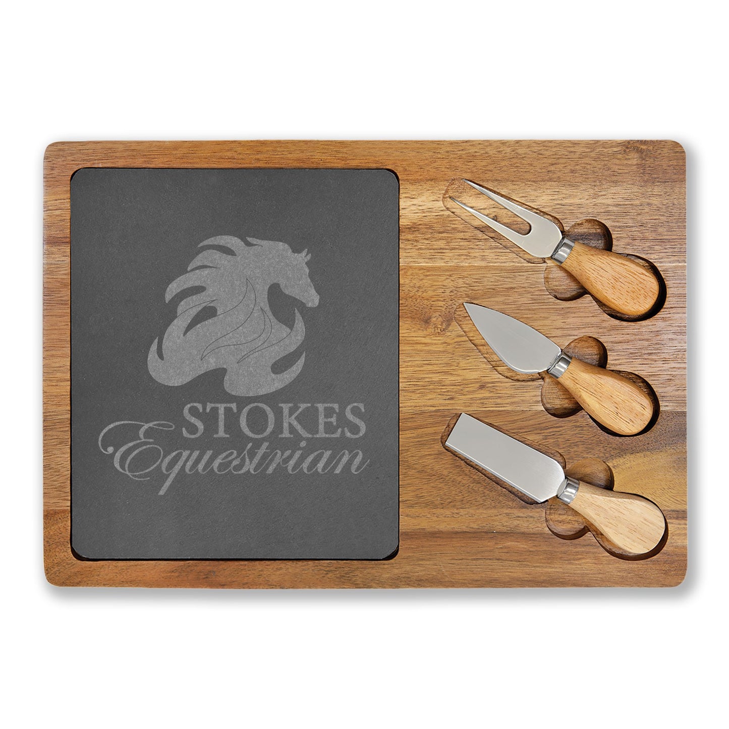 4 options - Engraved Acacia Wood & Slate Serving Board
