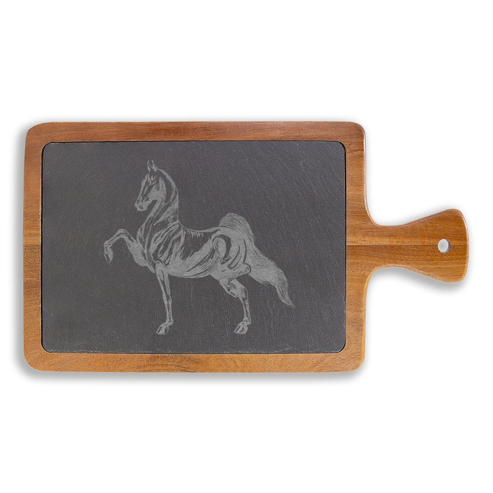 Engraved Acacia Wood & Slate Serving Board