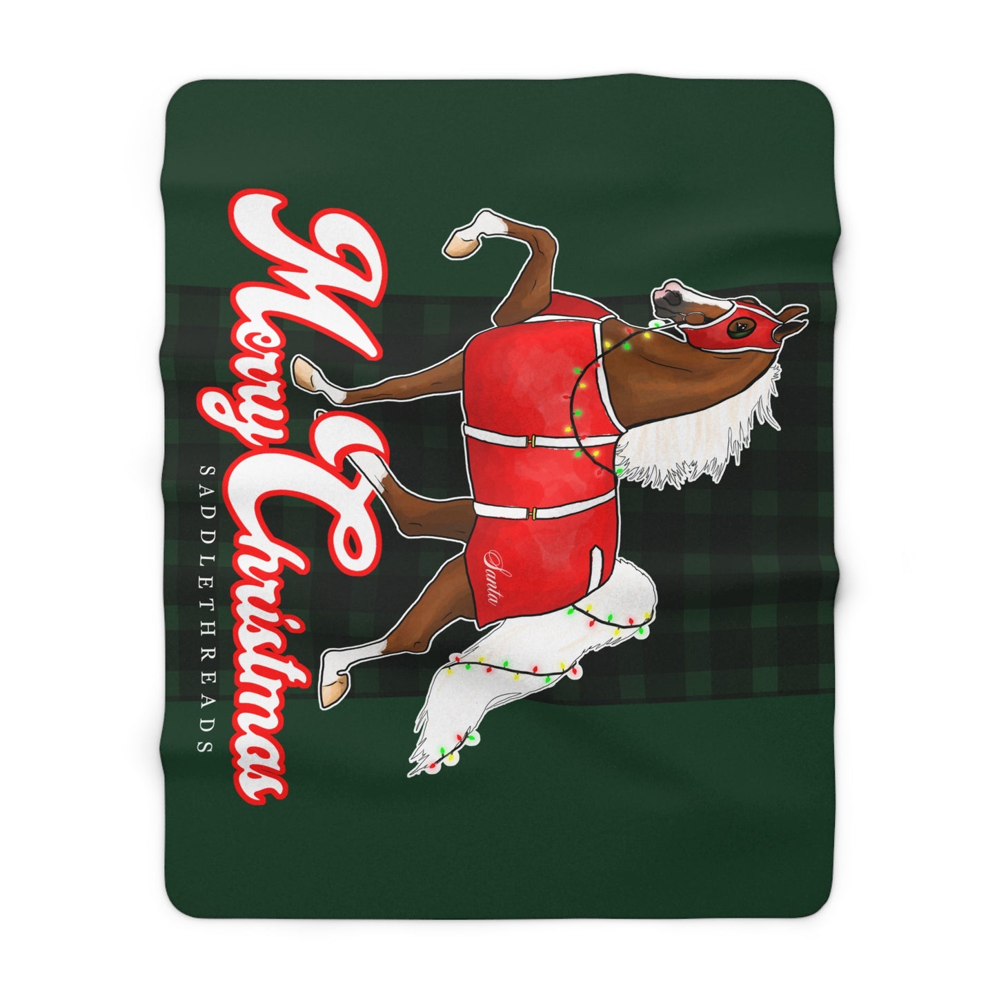 Santa's Horse - Queen Size Sherpa Fleece Blanket