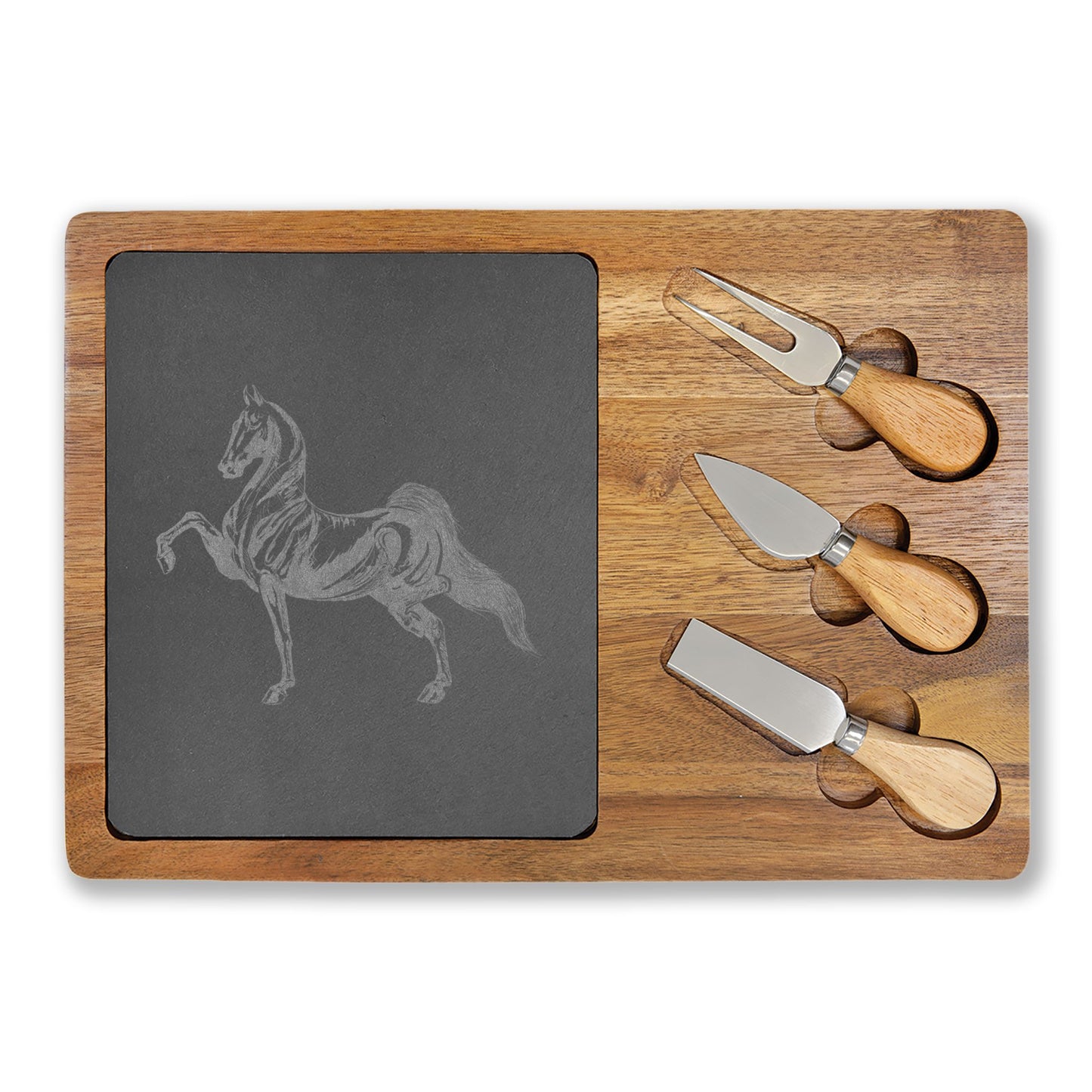 Engraved Acacia Wood & Slate Serving Board