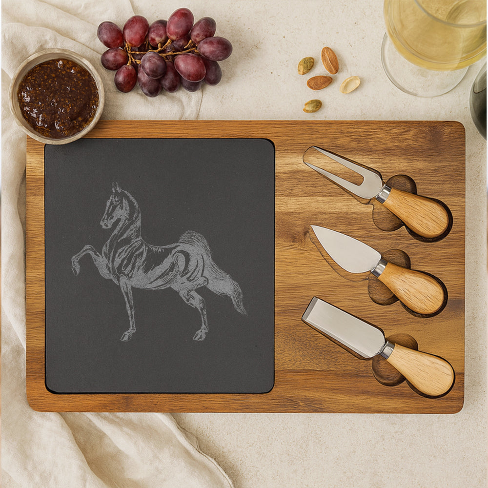 Engraved Acacia Wood & Slate Serving Board