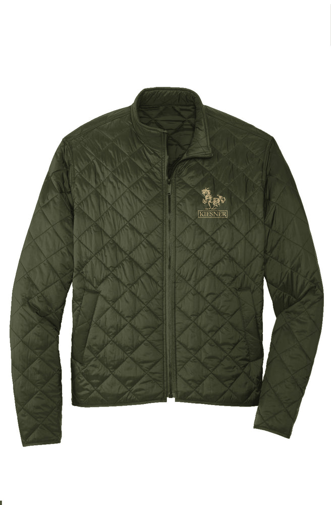 
                  
                    Luxury Quilted Jacket - Metallic Gold Embroidered Logo
                  
                