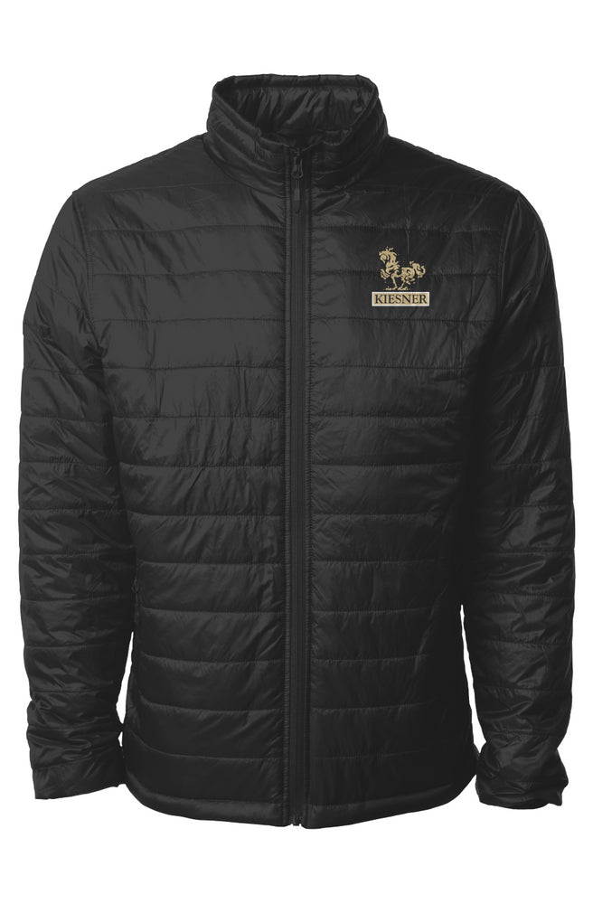 Embroidered Mens Puffer Jacket - Metallic Gold Thread