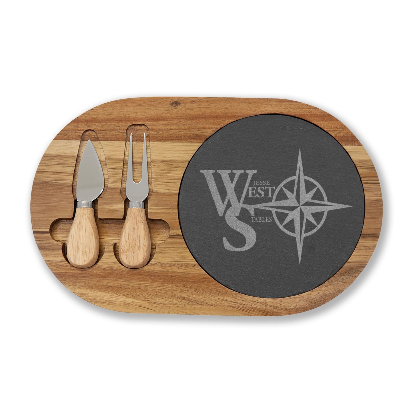 4 options - Engraved Acacia Wood & Slate Serving Board