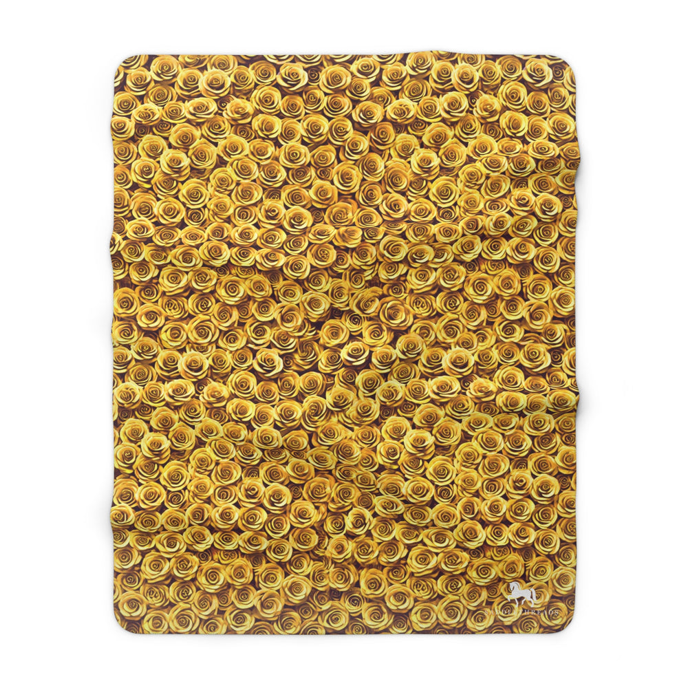 Yellow "Blanket of Roses" - Sherpa Fleece