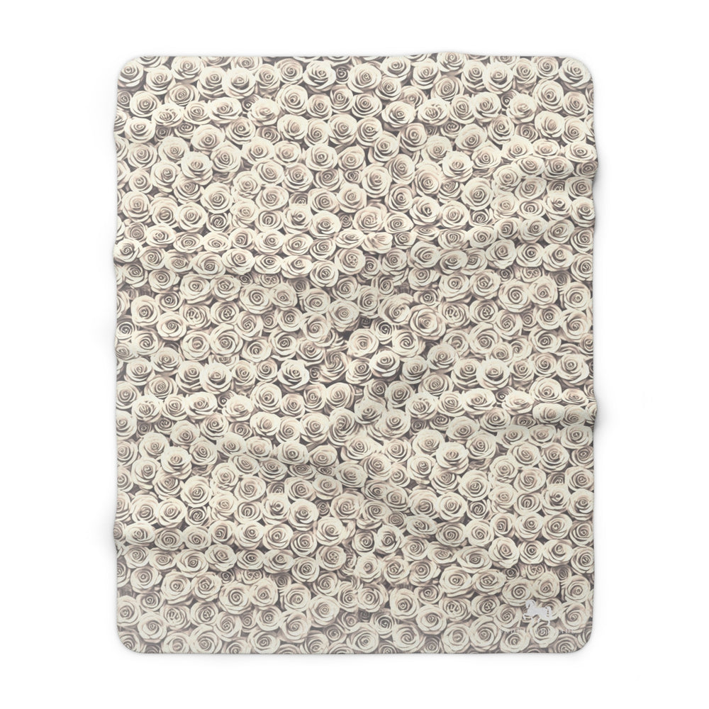 White "Blanket of Roses" - Sherpa Fleece
