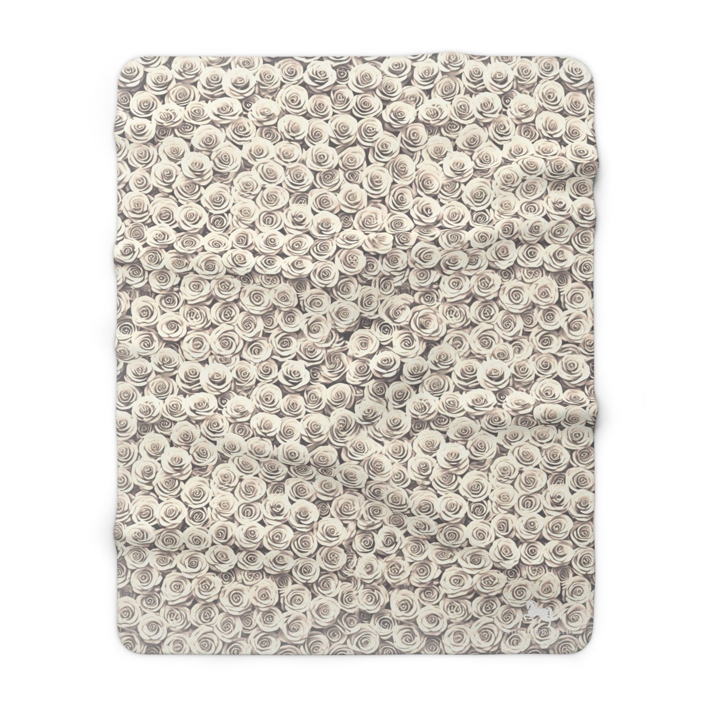 White "Blanket of Roses" - Sherpa Fleece