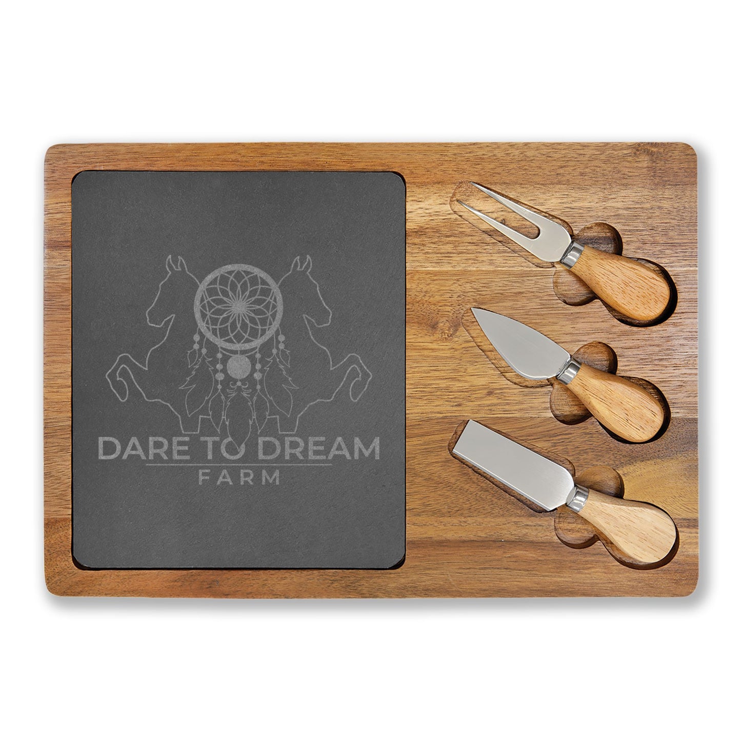 4 options - Engraved Acacia Wood & Slate Serving Board