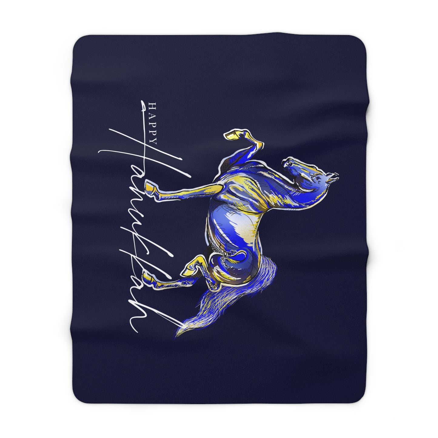 Happy Hanukkah - Queen Size Sherpa Fleece Blanket