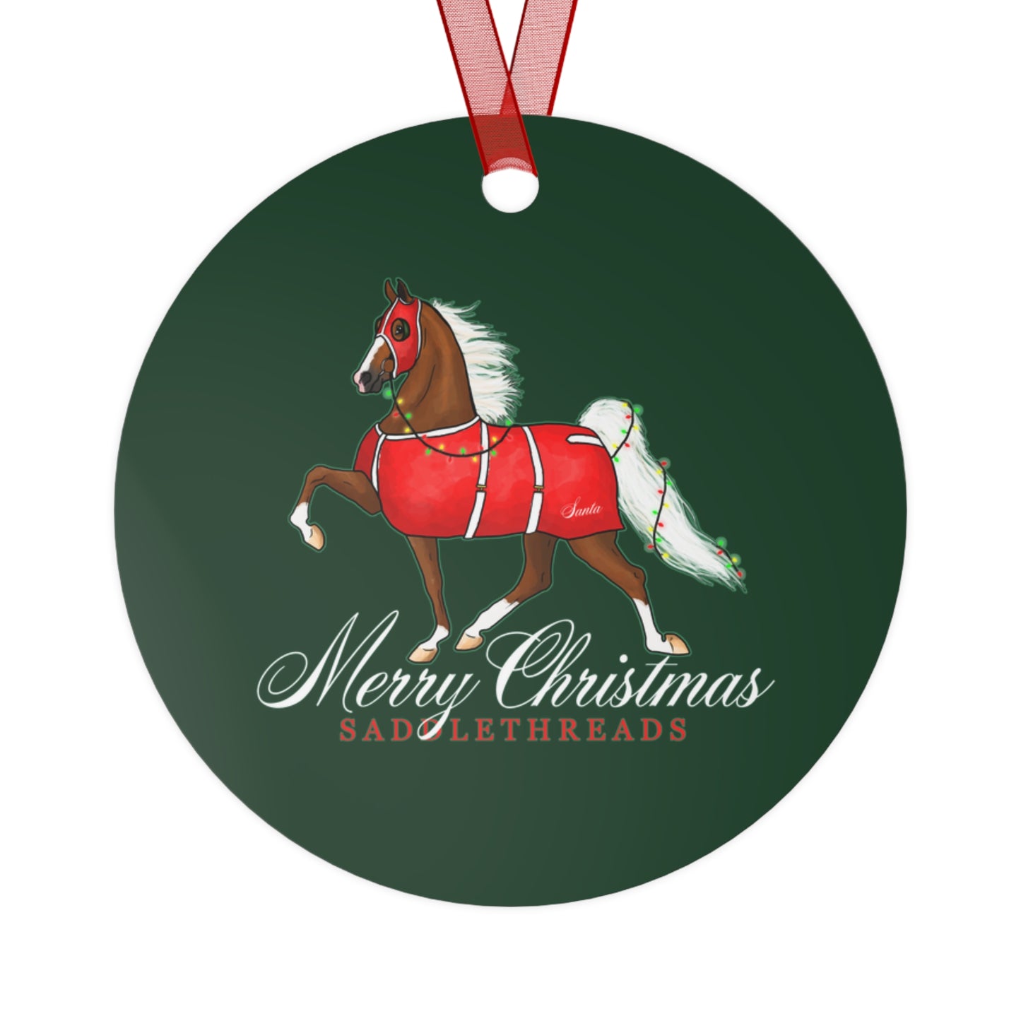 Santa's Horse - Metal Ornament