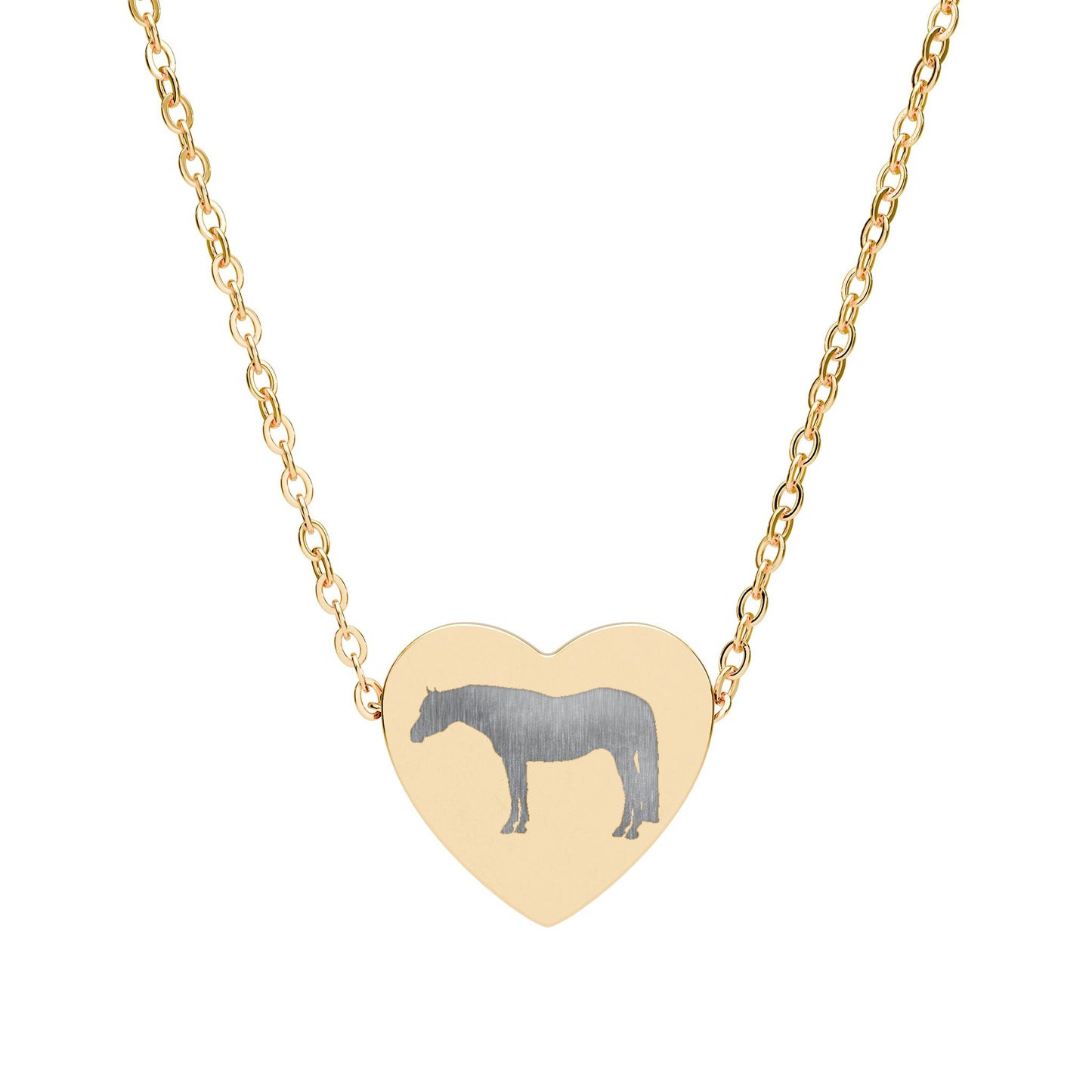 Engraved Quarter Horse Heart Necklace