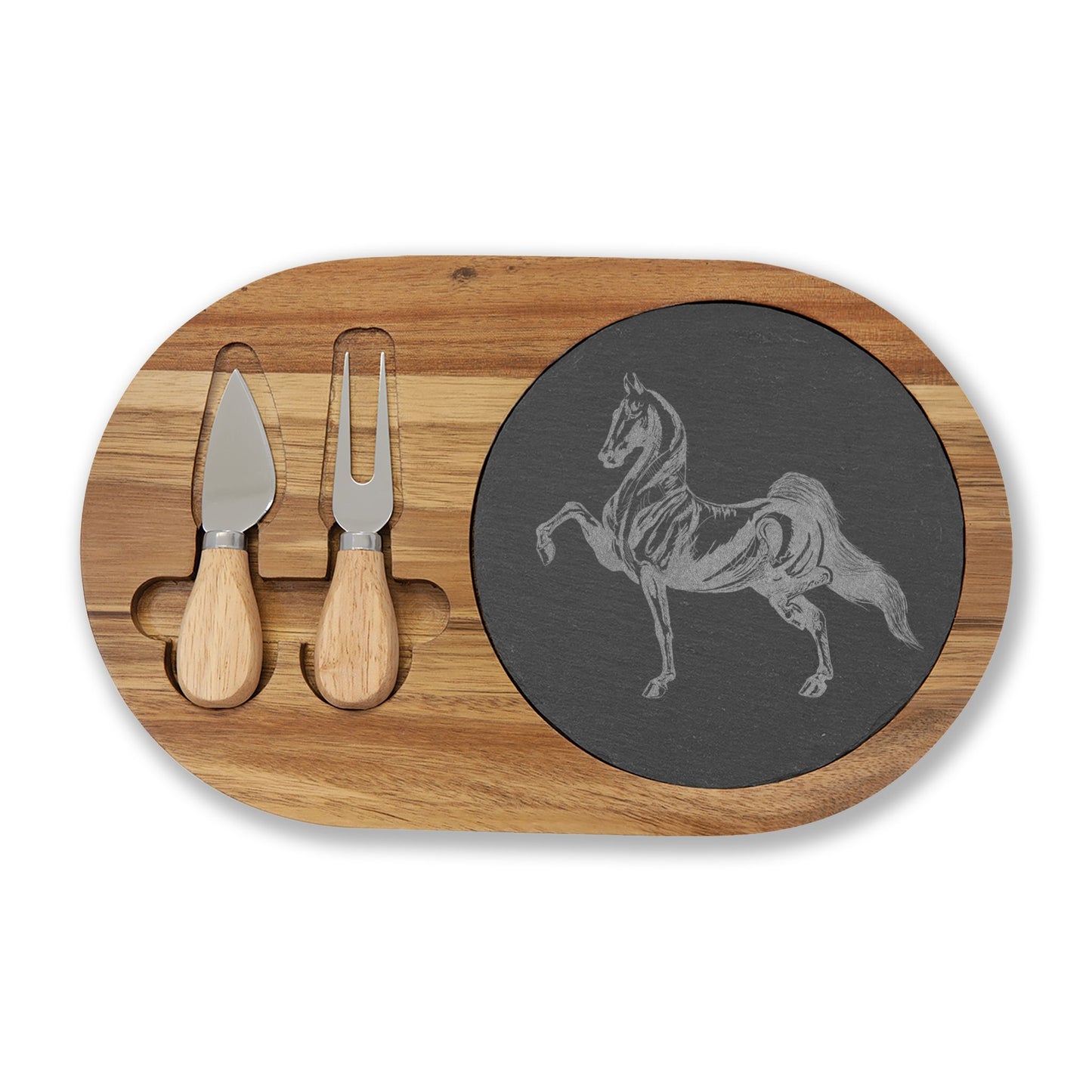 Engraved Acacia Wood & Slate Serving Board