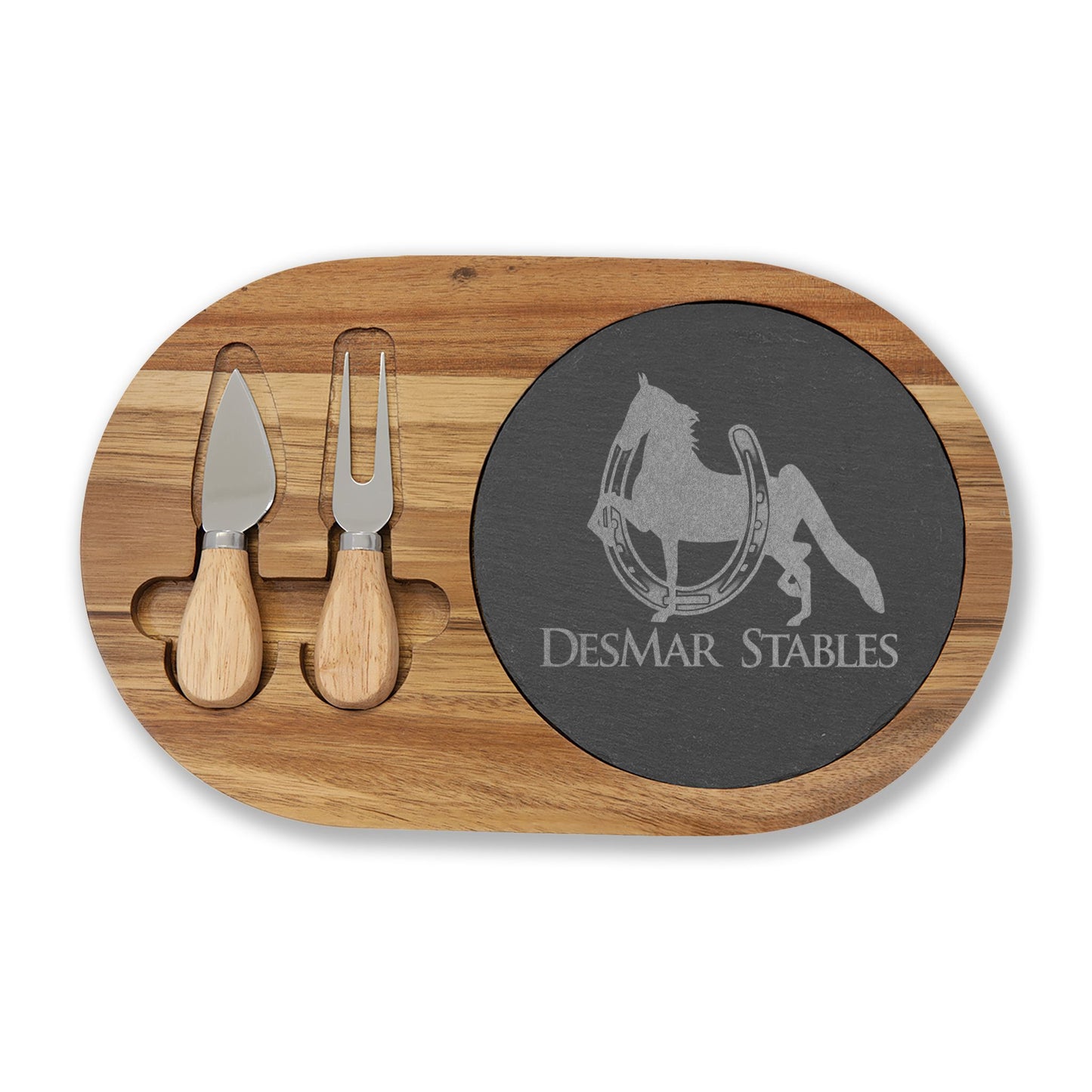 4 options - Engraved Acacia Wood & Slate Serving Board