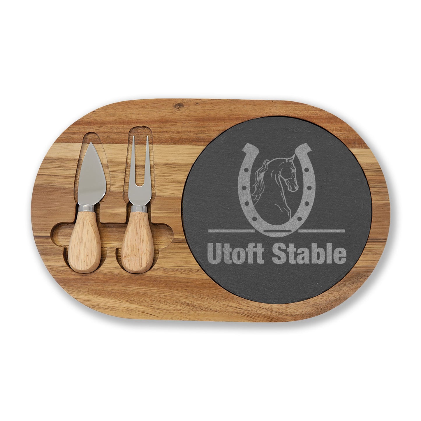 4 options - Engraved Acacia Wood & Slate Serving Board