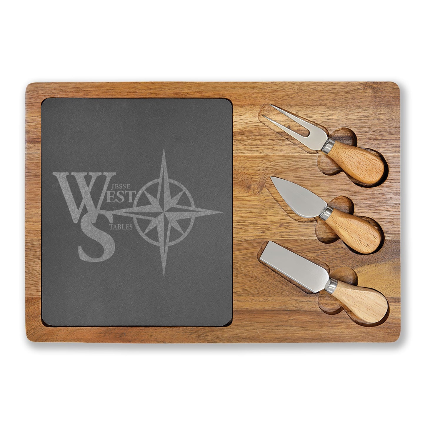 4 options - Engraved Acacia Wood & Slate Serving Board
