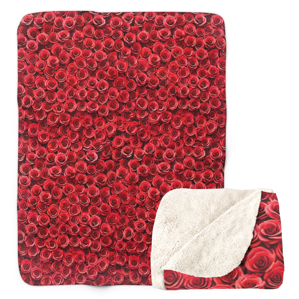 Red "Blanket of Roses" - Sherpa Fleece