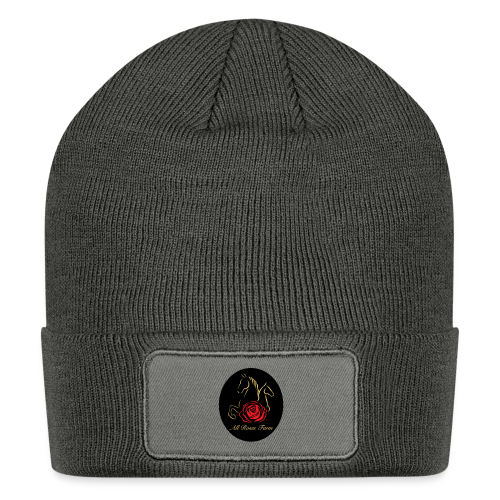 All Roses Patch Beanie - charcoal grey