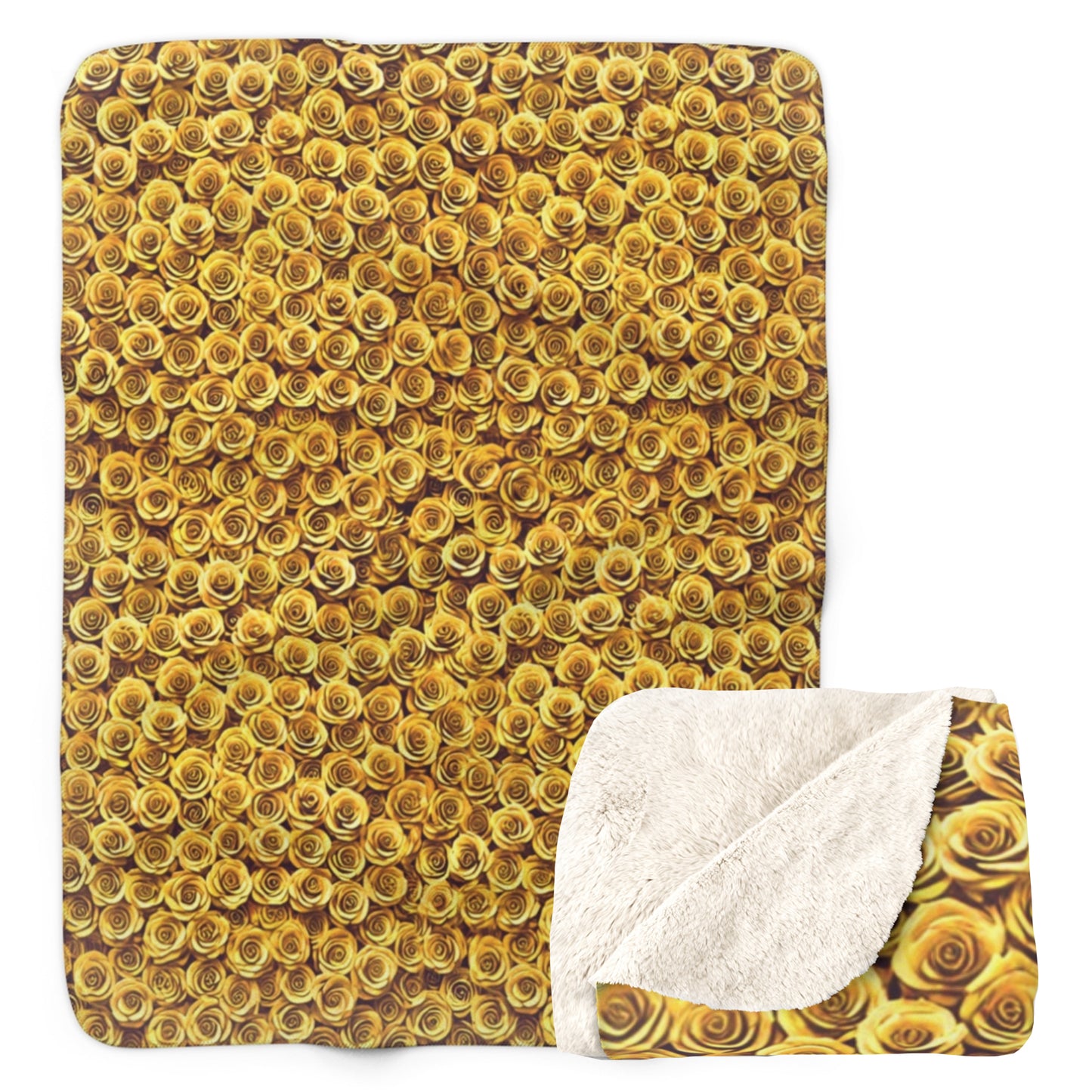 Yellow "Blanket of Roses" - Sherpa Fleece